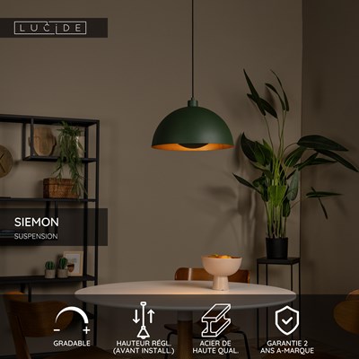 Lucide SIEMON - Suspension - Ø 40 cm - 1xE27 - Vert